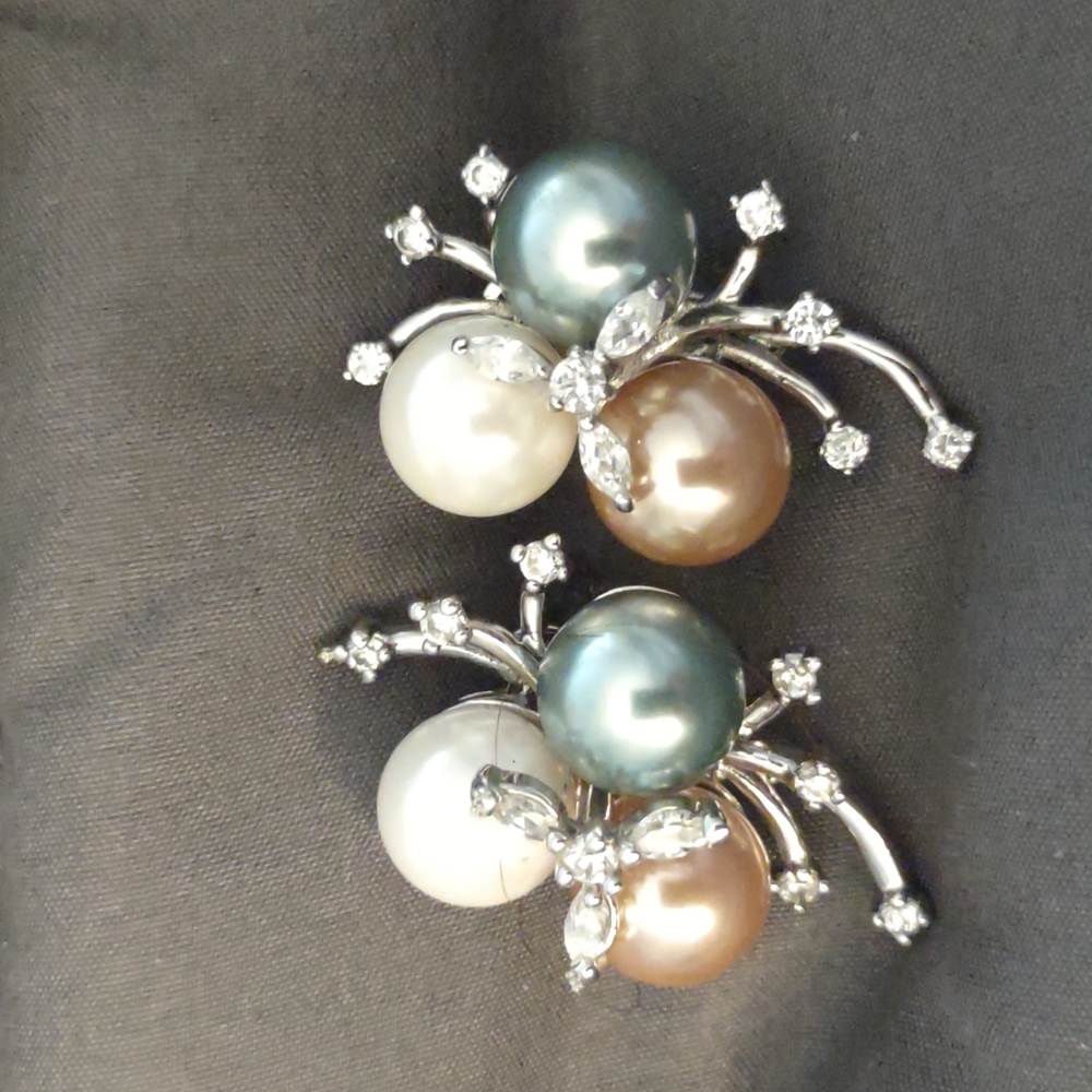 Vintage White/Gray/Rose Faux Pearl Earrings